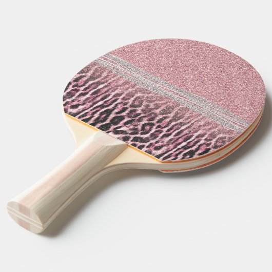 Chic Girly Pink Leopard Glitzer Image Tischtennis Schläger (Vorderseite)