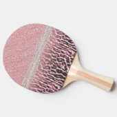 Chic Girly Pink Leopard Glitzer Image Tischtennis Schläger (Seitenansicht)