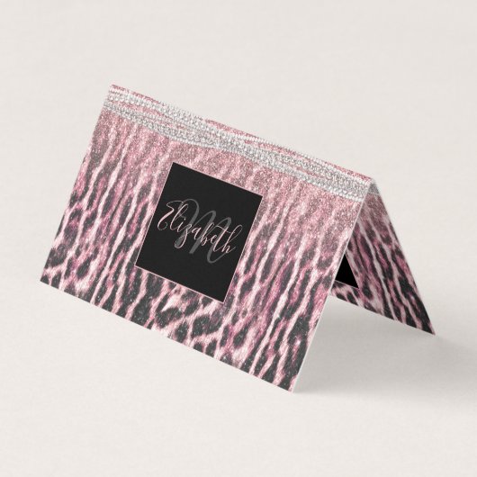 Chic Girly Pink Leopard Glitzer Image Visitenkarten (Vorderseite)
