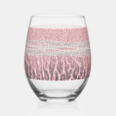 Chic Girly Pink Leopard Glitzer Image Weinglas Ohne Stiel (Rückseite)