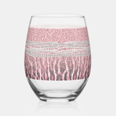 Chic Girly Pink Leopard Glitzer Image Weinglas Ohne Stiel (Rechts)