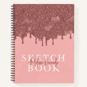 Chic Girly Pink Rose Gold Glitzer Tropfen Sketchbo Notizblock (Vorderseite)