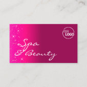 Chic Girly Pink Sparkling Glitzer Stars mit Logo Visitenkarte (Vorderseite)