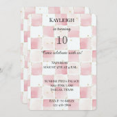 Chic Girly Pink Squares Geburtstag Einladung (Vorne/Hinten)