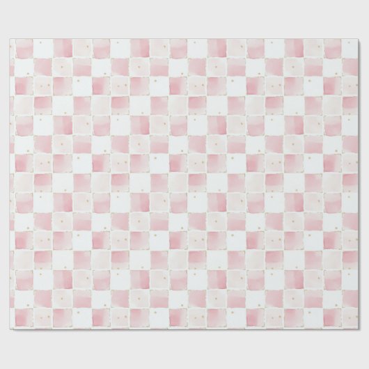 Chic Girly Pink Squares Geburtstag Geschenkpapier (Flach)
