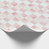 Chic Girly Pink Squares Geburtstag Geschenkpapier (Ecke)