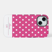 Chic Girly Pink und White Polka Dosen stark iPhone 15 Hülle (Rückseite (Horizontal))
