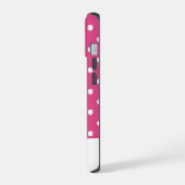 Chic Girly Pink und White Polka Dosen stark iPhone 15 Hülle (Linke Seite)