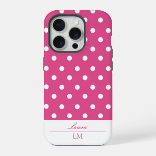 Chic Girly Pink und White Polka Dosen stark iPhone 15 Pro Hülle