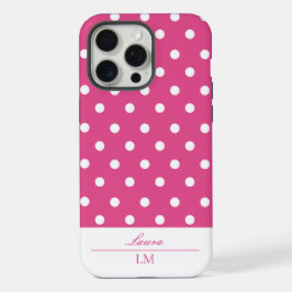 Chic Girly Pink und White Polka Dosen stark iPhone 15 Pro Max Hülle