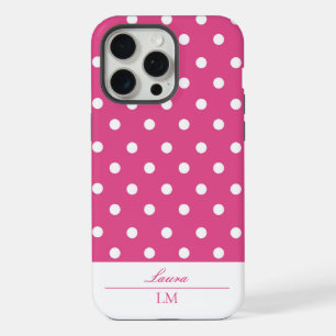 Chic Girly Pink und White Polka Dosen stark iPhone 15 Pro Max Hülle