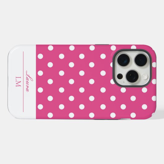 Chic Girly Pink und White Polka Dosen stark iPhone Hülle (Rückseite (Horizontal))