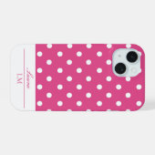 Chic Girly Pink und White Polka Dots iPhone 15 Hülle (Rückseite (Horizontal))