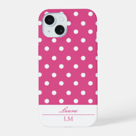 Chic Girly Pink und White Polka Dots iPhone 15 Hülle