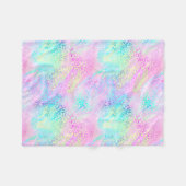 Chic Girly Rainbow Shimmer Leopard Muster Fleecedecke (Vorderseite (Horizontal))
