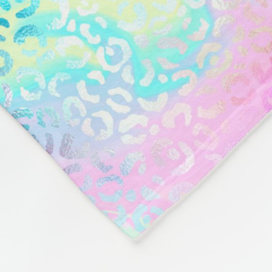 Chic Girly Rainbow Shimmer Leopard Muster Fleecedecke (Ecke)
