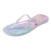 Chic Girly Rainbow Shimmer Leopard Print Badesandalen (Schrägansicht)
