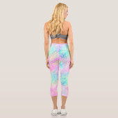 Chic Girly Rainbow Shimmer Leopard Print Capri Leggings (Rückseite)