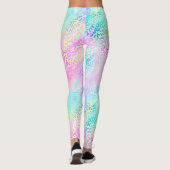 Chic Girly Rainbow Shimmer Leopard Print Leggings (Rückseite)