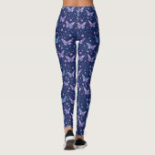 Chic Girly Romantic Blue Lila Butterfly Pattern Leggings (Rückseite)