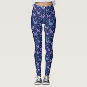 Chic Girly Romantic Blue Lila Butterfly Pattern Leggings (Vorderseite)