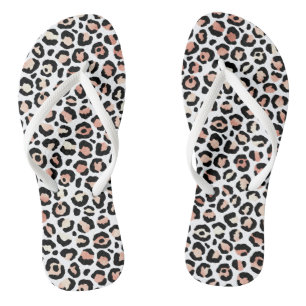 Chic Girly Rose Gold Leopard Print Badesandalen