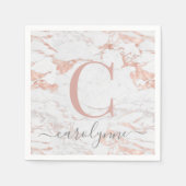 Chic Girly Rose | Marmormonogramm Serviette (Vorderseite)