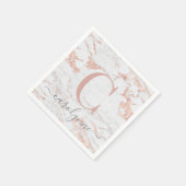 Chic Girly Rose | Marmormonogramm Serviette (Ecke)