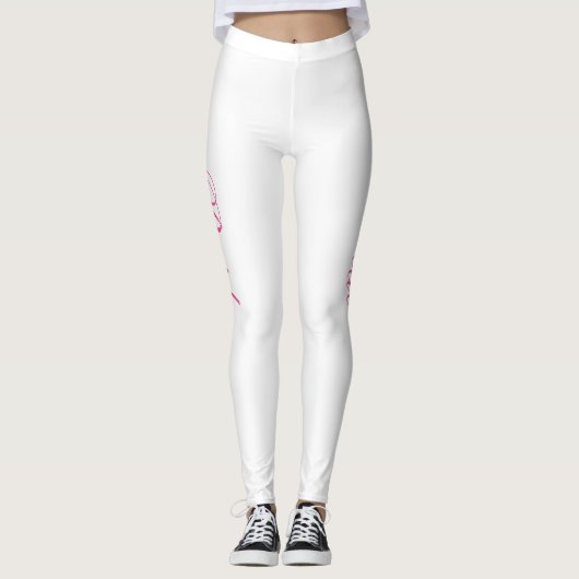 Chic Girly Simple Pink Script White Bridge Leggings (Vorderseite)