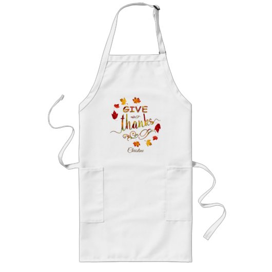 Chic Give Danke Fall Rustic Erntedank Monogram Lange Schürze (Vorne)