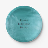 Chic Glam Aqua Türkis Blue Geburtstag Pappteller (Vorderseite)