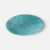 Chic Glam Aqua Türkis Blue Geburtstag Pappteller (Schrägansicht)