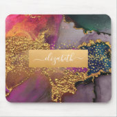 Chic Glam Aquarell Gold lila blau grün Mousepad (Vorne)
