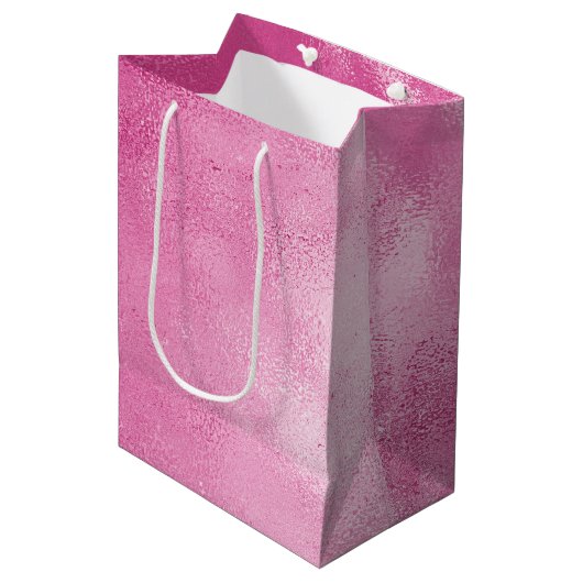 Chic Glam Girly Pink Mittlere Geschenktüte (Vorderseite Schrägansicht)