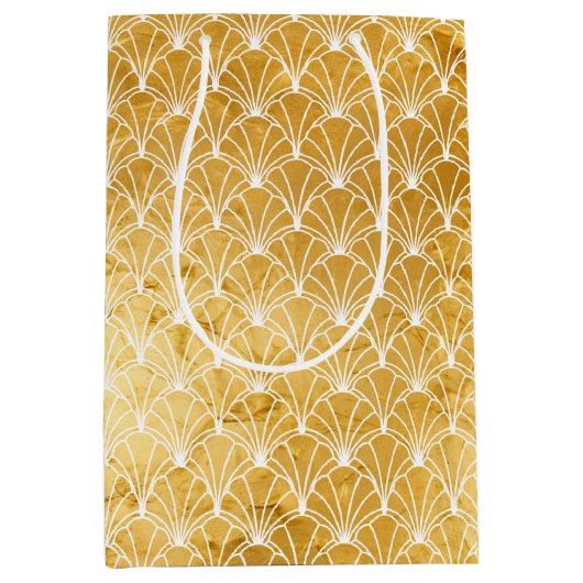 Chic Glam Gold Floral Mittlere Geschenktüte (Vorderseite)