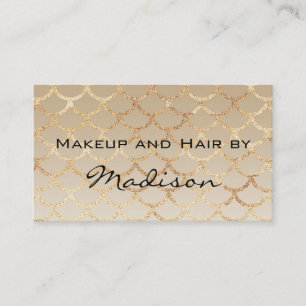 Chic & Glam Gold Mermaid Glitzer Makeup Artist Visitenkarte