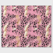 Chic Glam Gold Pink Black Leopard Geschenkpapier (Flach)