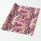 Chic Glam Gold Pink Black Leopard Geschenkpapier (Ungerollt)