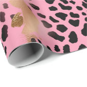 Chic Glam Gold Pink Black Leopard Geschenkpapier (Rolleneckpunkt)