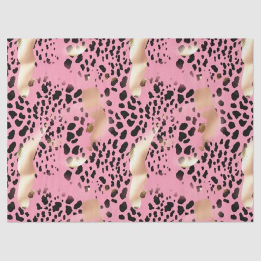 Chic Glam Gold Pink Black Leopard Seidenpapier (Vorderseite)