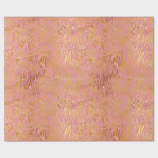 Chic Glam Gold Pink Zebra Geschenkpapier (Flach)