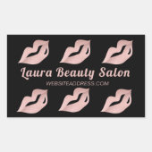 Chic Glam Gold Rose Lips & Black Branded Salon Rechteckiger Aufkleber (Vorderseite)