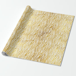 Chic Glam Gold White Zebra Geschenkpapier