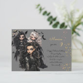 Chic glam gothic beängstigend Girl fröhlicher Gebu Karte (Stehend Vorderseite)