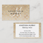 Chic Glam Gray Gold Mermaid Glitzer Monogram Name Visitenkarte (Vorne/Hinten)
