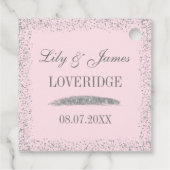 Chic Glam Gray Silver Glitzer & Blush Pink Wedding Geschenkanhänger (Rückseite)