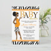 Chic Glam Moderne Mama Blue Zebra Baby Dusche Einladung (Stehend Vorderseite)