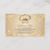 Chic Glam Personal Chef Catering Gold Glitter Visitenkarte (Rückseite)
