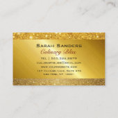 Chic Glam Personal Koch Catering Gold Glitzer Visitenkarte (Rückseite)