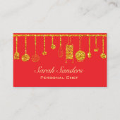 Chic Glam Personal Koch Catering Gold Glitzer Visitenkarte (Vorderseite)